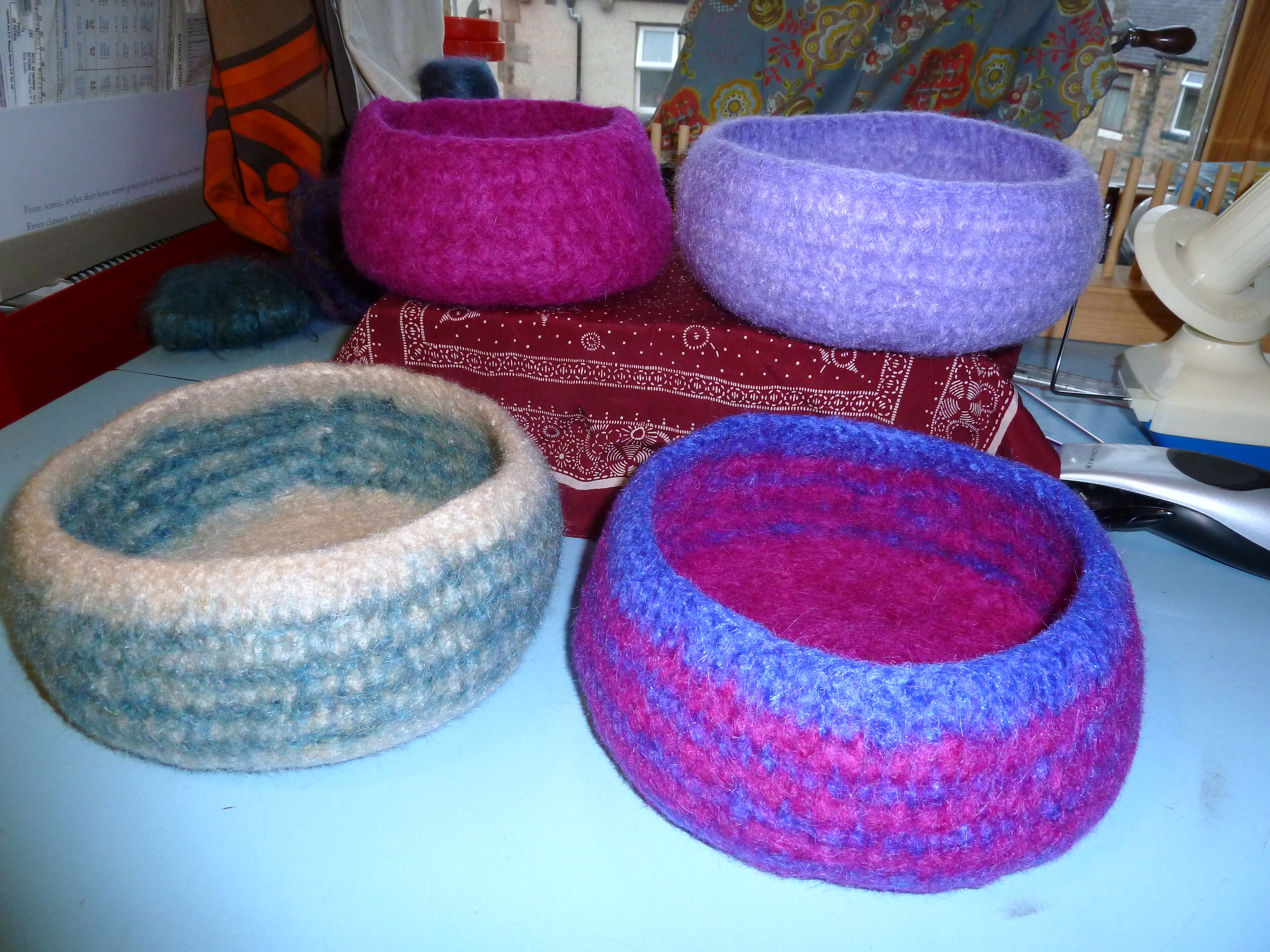 Felted Crochet bowls - Tess Young Designs & Makes